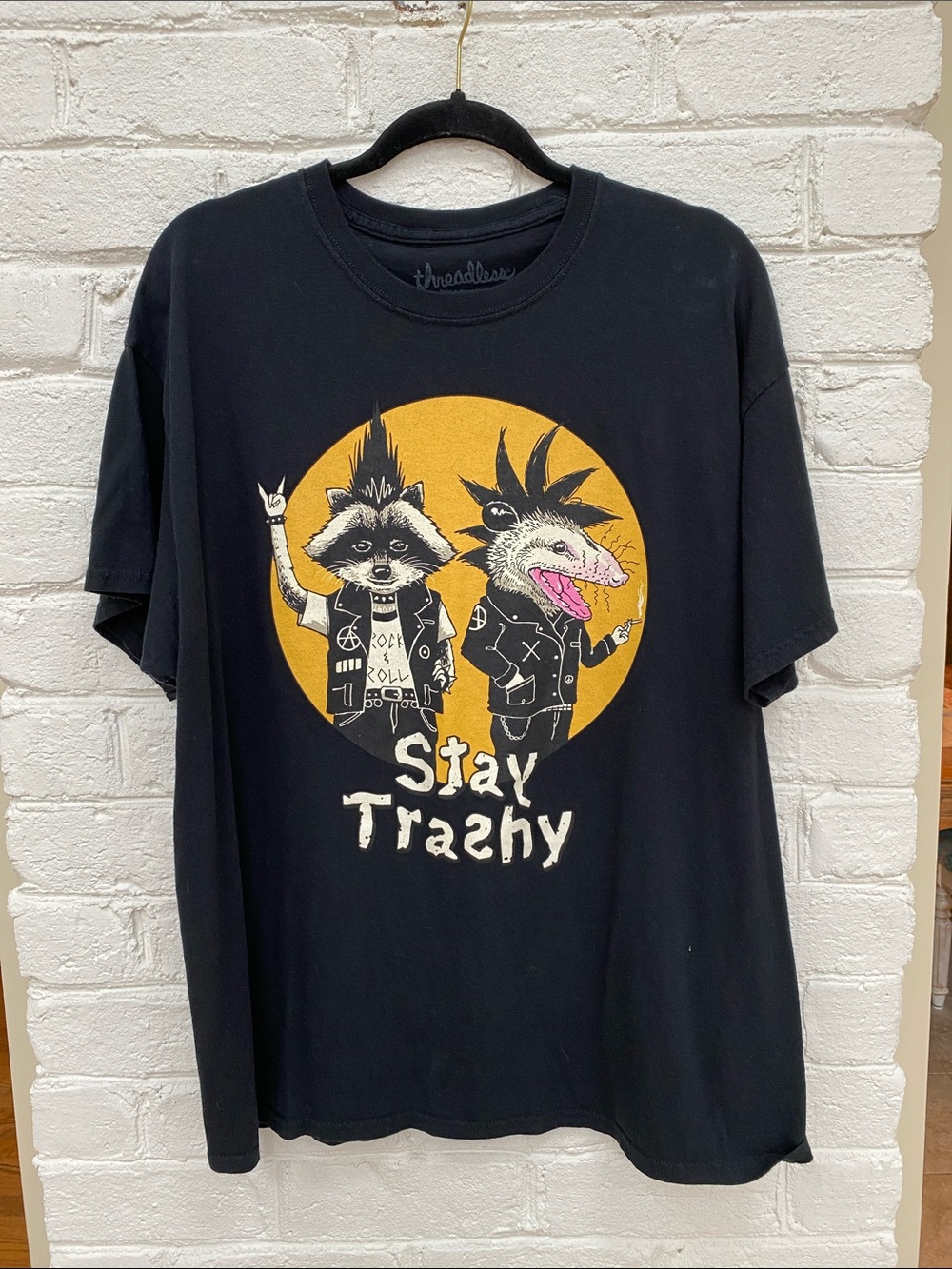 THREADLESS Stay Trashy Cotton Black T-shirt